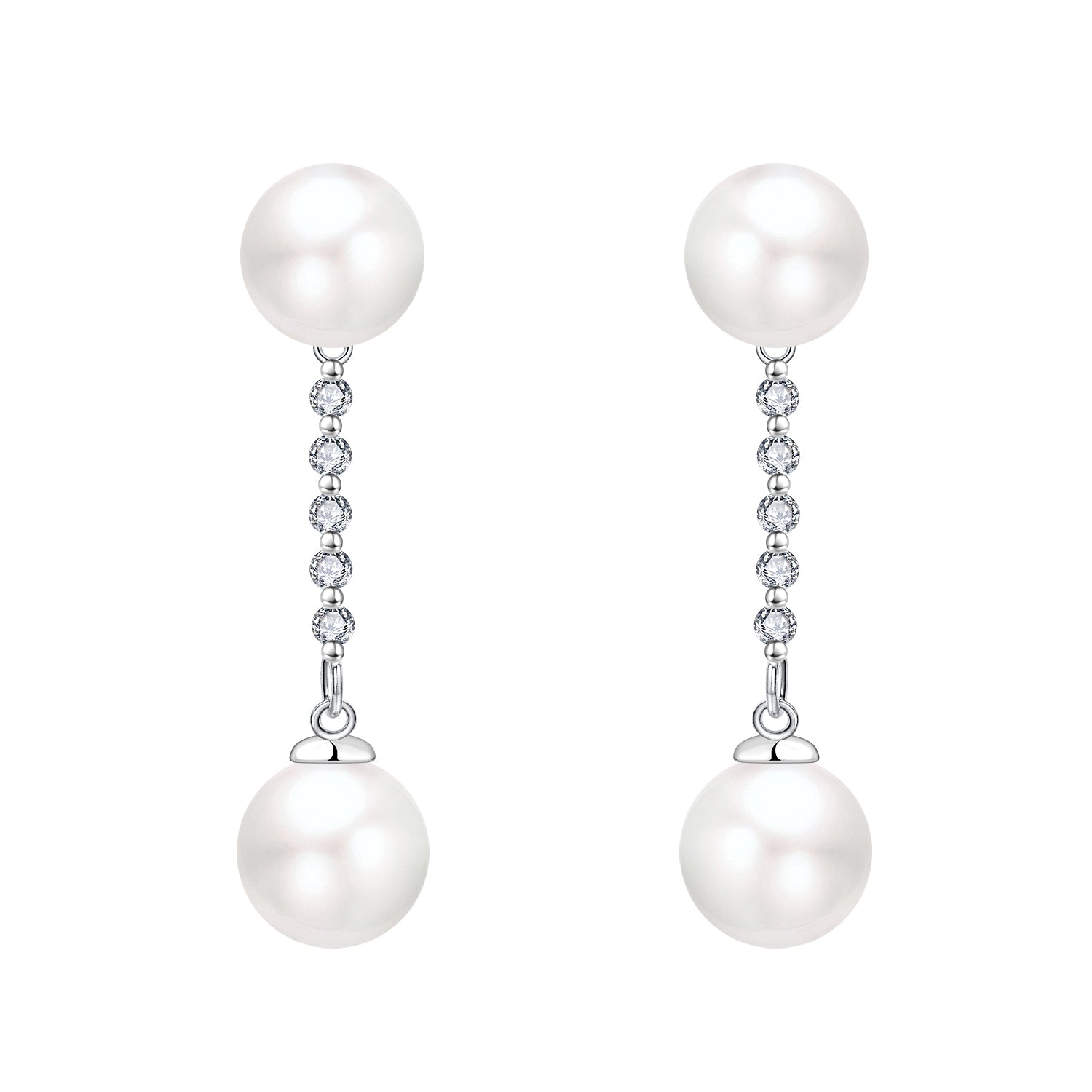 Farjary 925 Sterling Silver Freshwater Pearl Long Chain Drop Earrings