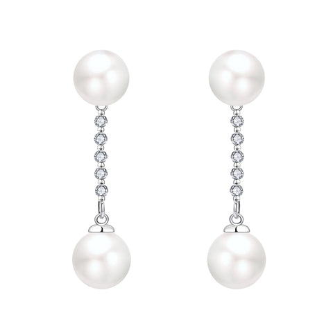 Farjary 925 Sterling Silver Freshwater Pearl Long Chain Drop Earrings