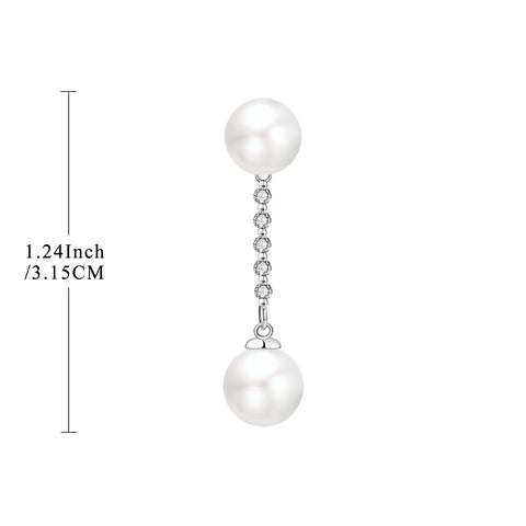 Farjary 925 Sterling Silver Freshwater Pearl Long Chain Drop Earrings