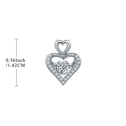 Dancing Silver Heart Stud Earrings