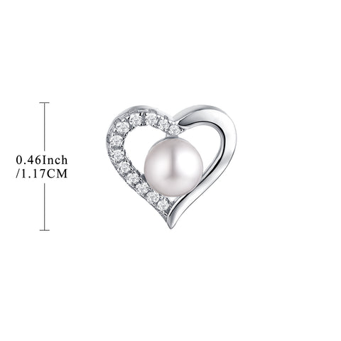 Sterling Silver Heart Shape Pearl Stud Earrings