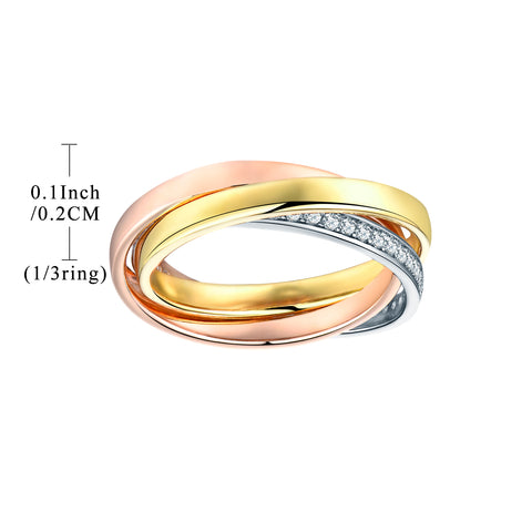 Sterling Silver 3 Colors Plated Bridal Set Rings