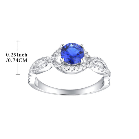 Silver Blue CZ Stones Engagement Ring