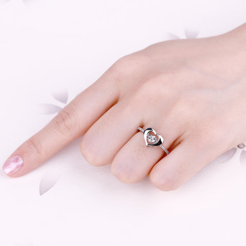 Silver Dancing Topaz Heart Ring