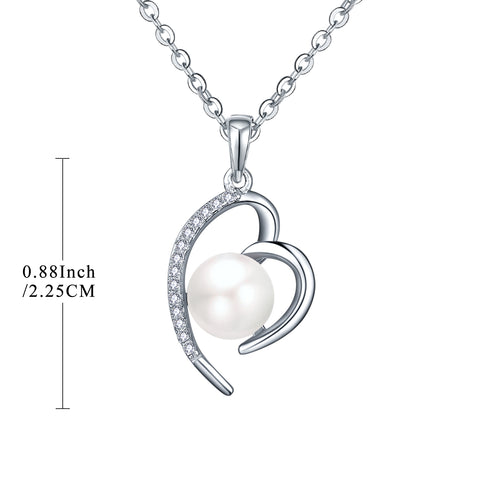 Sterling Silver Heart Freshwater Pearl Necklace