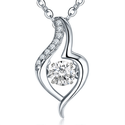 925 Sterling Silver Dancing CZ Stone Necklace