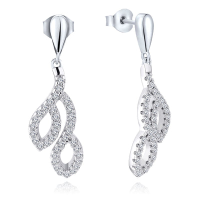 Farjary Women's Classic 14K White Gold Leaves Drop Earrings with 0.51cttw Round Brilliant Diamond