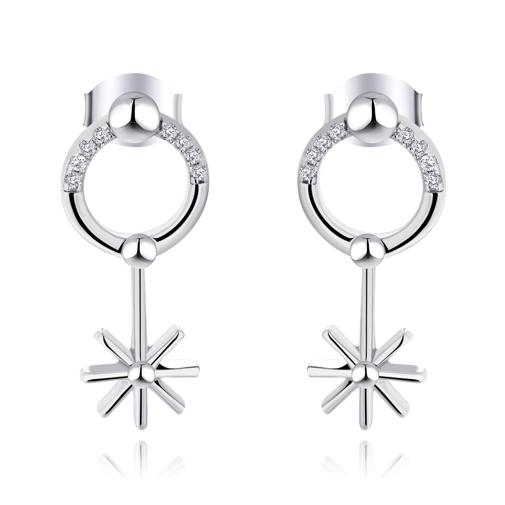 Farjary 9K White Gold Firework Dangle Earrings with Diamond