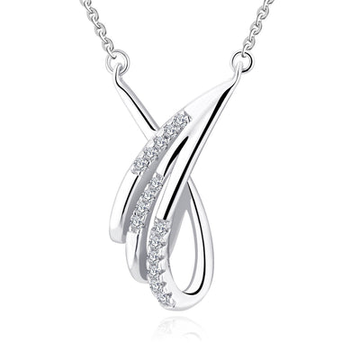 Farjary Jewelry Women's Fashion 9K White Gold Angle Wing with 3 Line Diamond