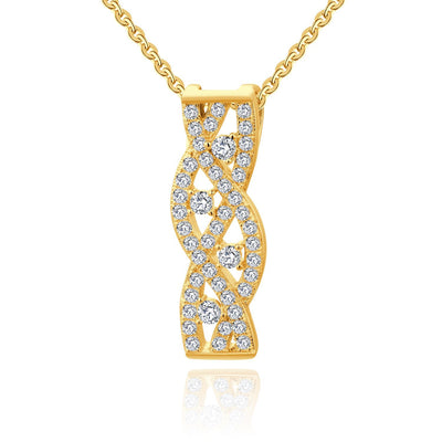 Farjary Jewelry 14K Yellow Gold Twisted Pendant necklace with 0.34cttw Brilliant Diamond