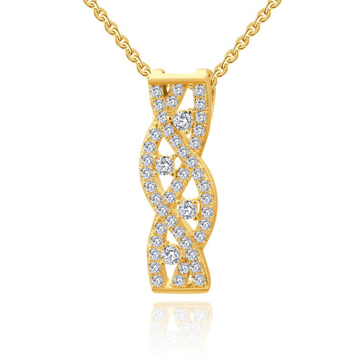 Farjary Jewelry 9K Yellow Gold Twisted Pendant necklace with 0.34cttw Brilliant Diamond