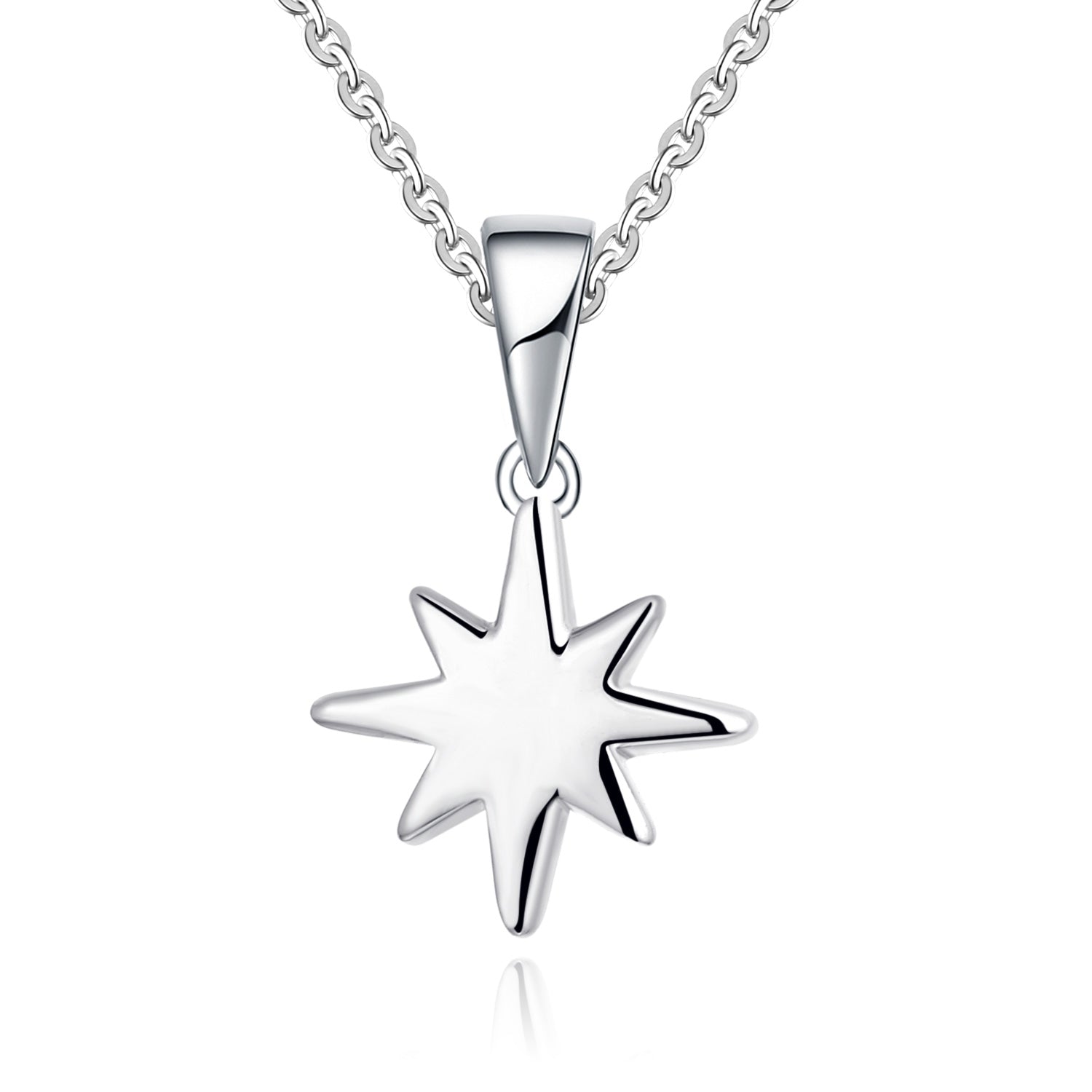 Farjar Classic 14K White Gold Firework Star Necklace in Rice Character