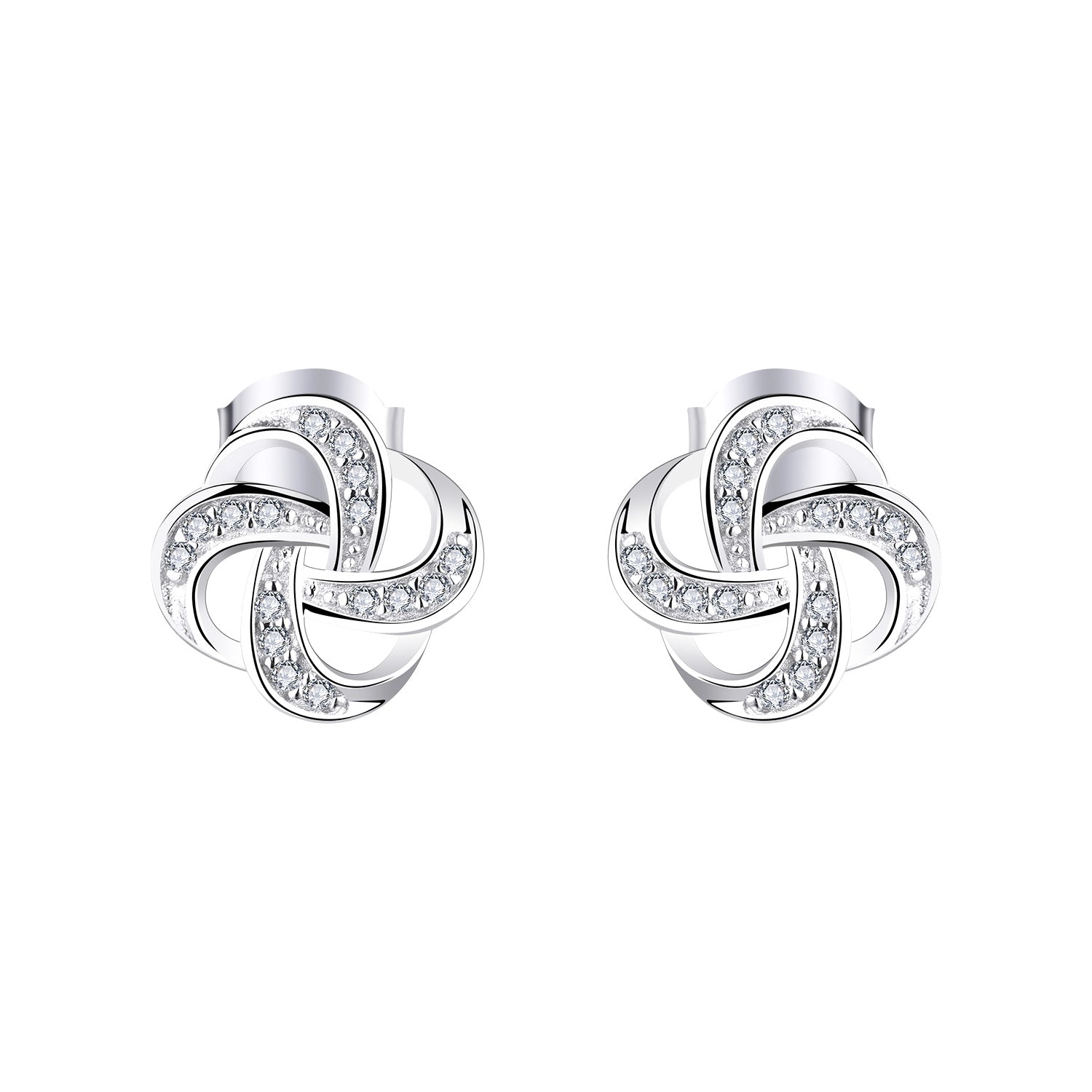 Farjary 925 Sterling Silver Knot Earrings With AAA CZ Wind Shape