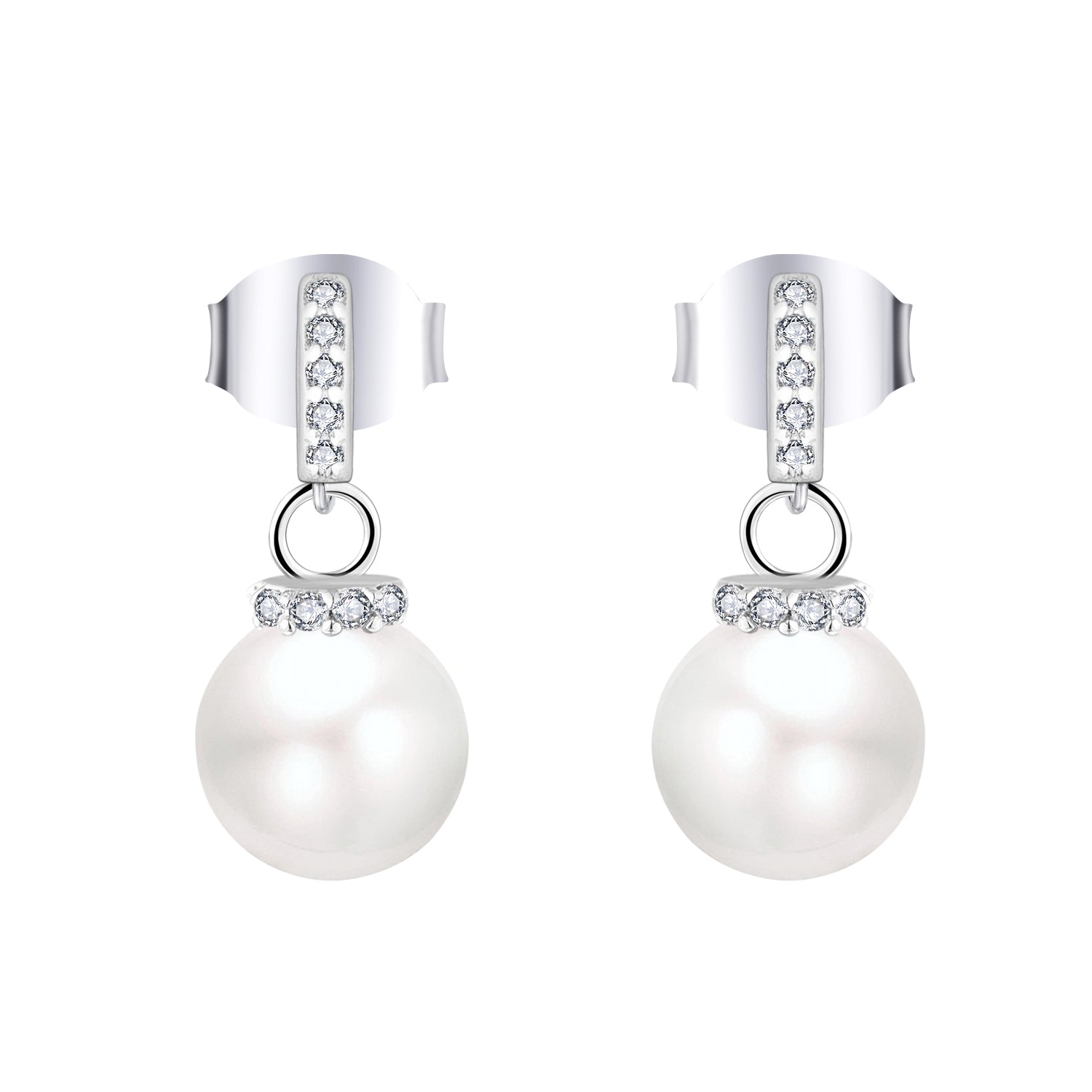 Farjary Solid 925 Silver Fashion Bar Stud Earrings With 7MM Pearl