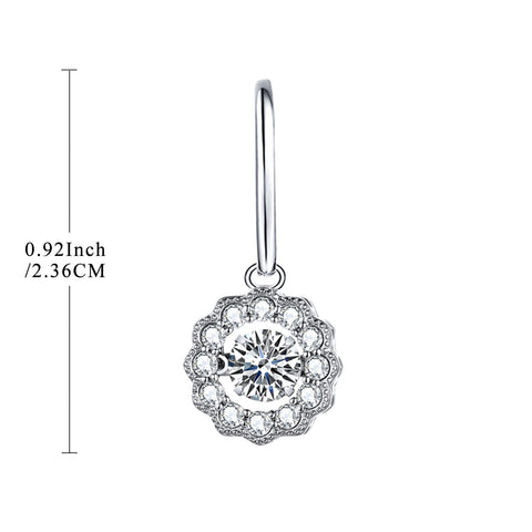 Channel-Set Dancing Topaz Flower Drop Earring With Halo