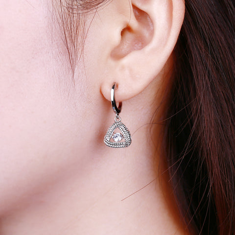 Sterling Silver Triangle Dancing Drop Earrings