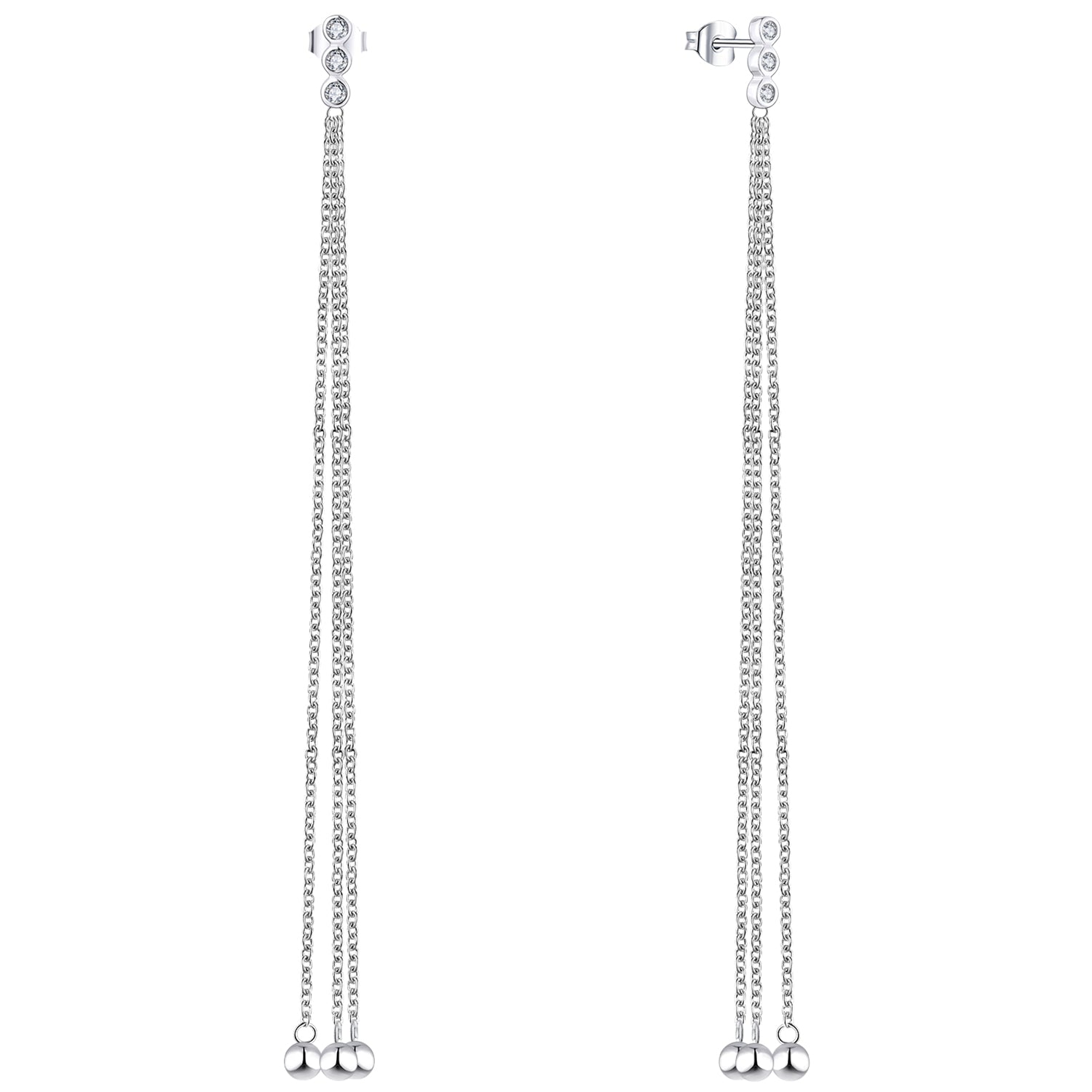 Farjary 925 Sterling Silver Tassel Long Chain Dangle Earrings