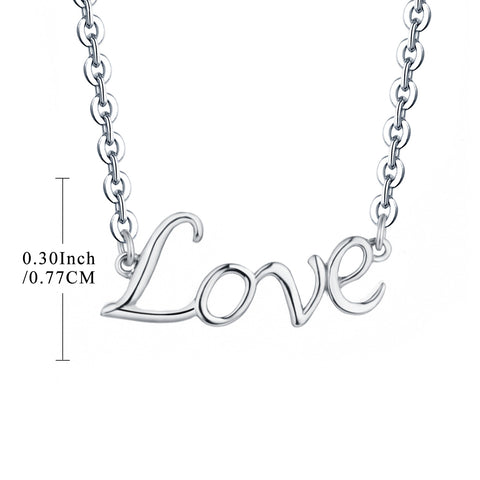 Sterling Silver LOVE Necklace Word Design