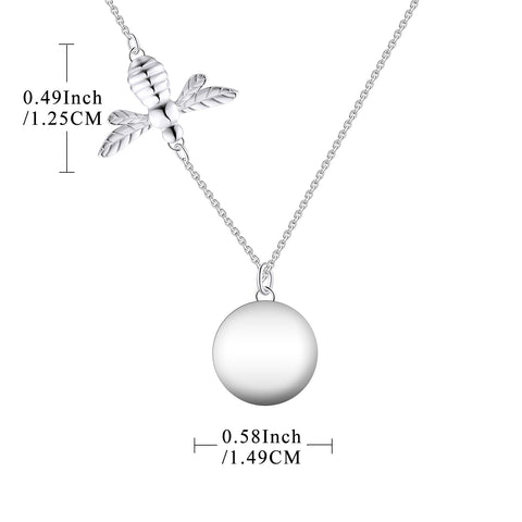 Farjary Women's Plain Silver Bee Locket Pendant Necklace
