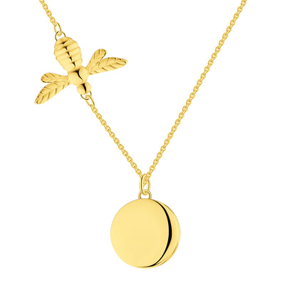 Farjary Women's 18k Yellow Gold Plated Bee Locket Pendant Necklace