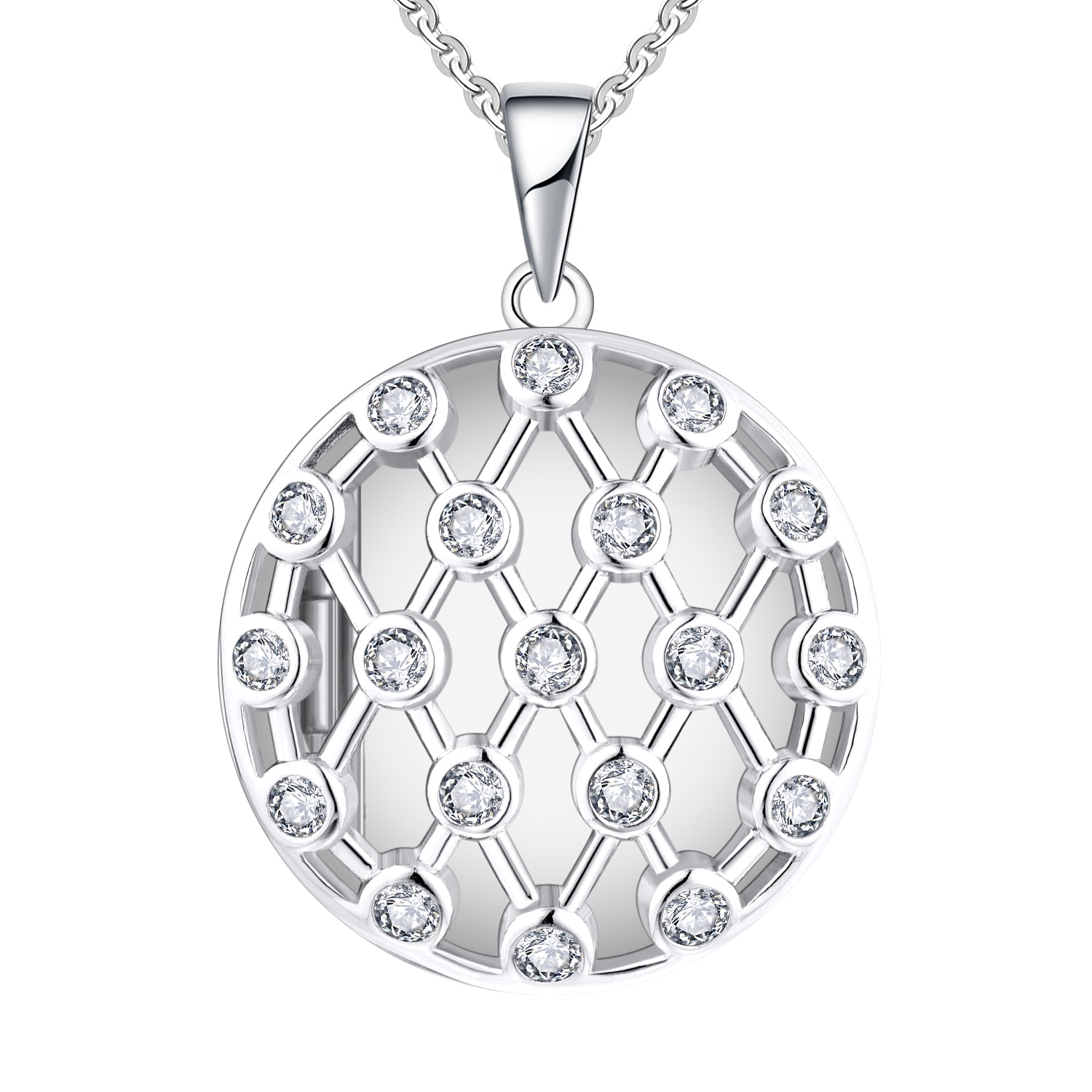 Farjary Solid 925 Silver Hollow Round Shape With Reticulated Locket Pendant