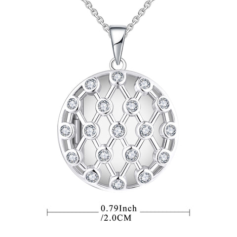 Farjary Solid 925 Silver Hollow Round Shape With Reticulated Locket Pendant