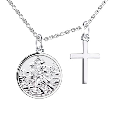 Farjary 925 Sterling Silver Saint Christopher Pendant Necklace