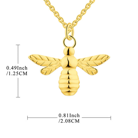 FJ Yellow Gold Little Bee Pendant Necklace