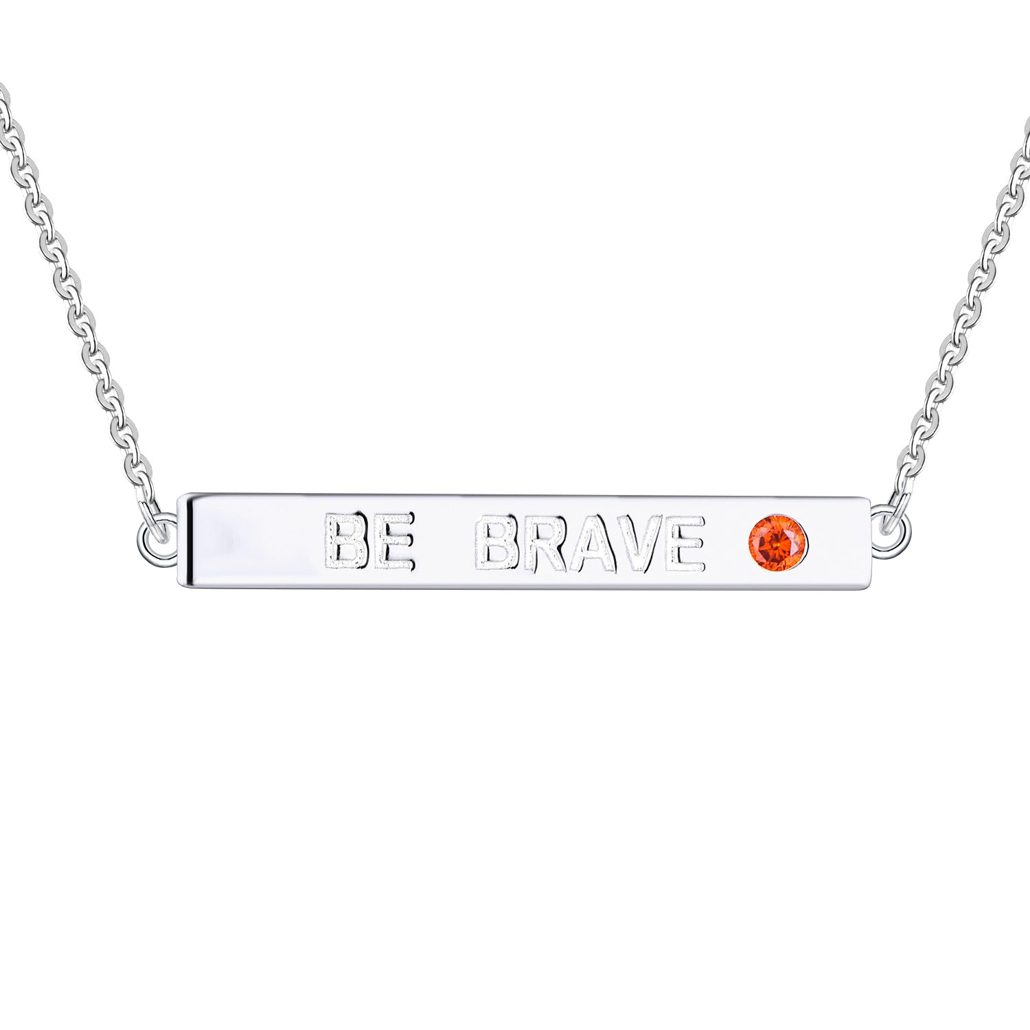 Farjary 925 Sterling Silver Inspirational Bar Necklace Engraved 'BE BRAVE'