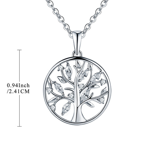 925 Sterling Silver Tree Of Life Necklace With CZ