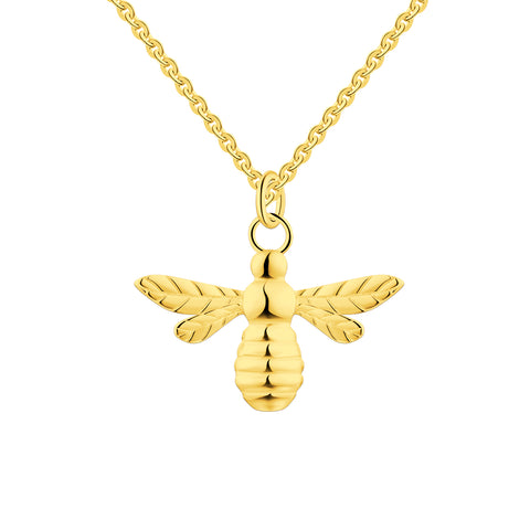 FJ Yellow Gold Little Bee Pendant Necklace