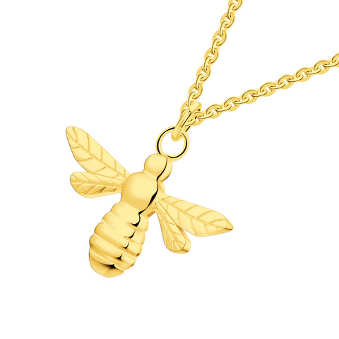 FJ Yellow Gold Little Bee Pendant Necklace