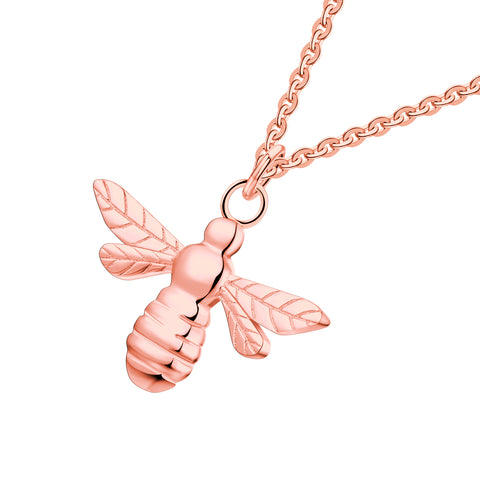 FJ Rose Gold Little Bee Pendant Necklace