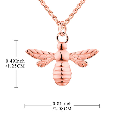 FJ Rose Gold Little Bee Pendant Necklace