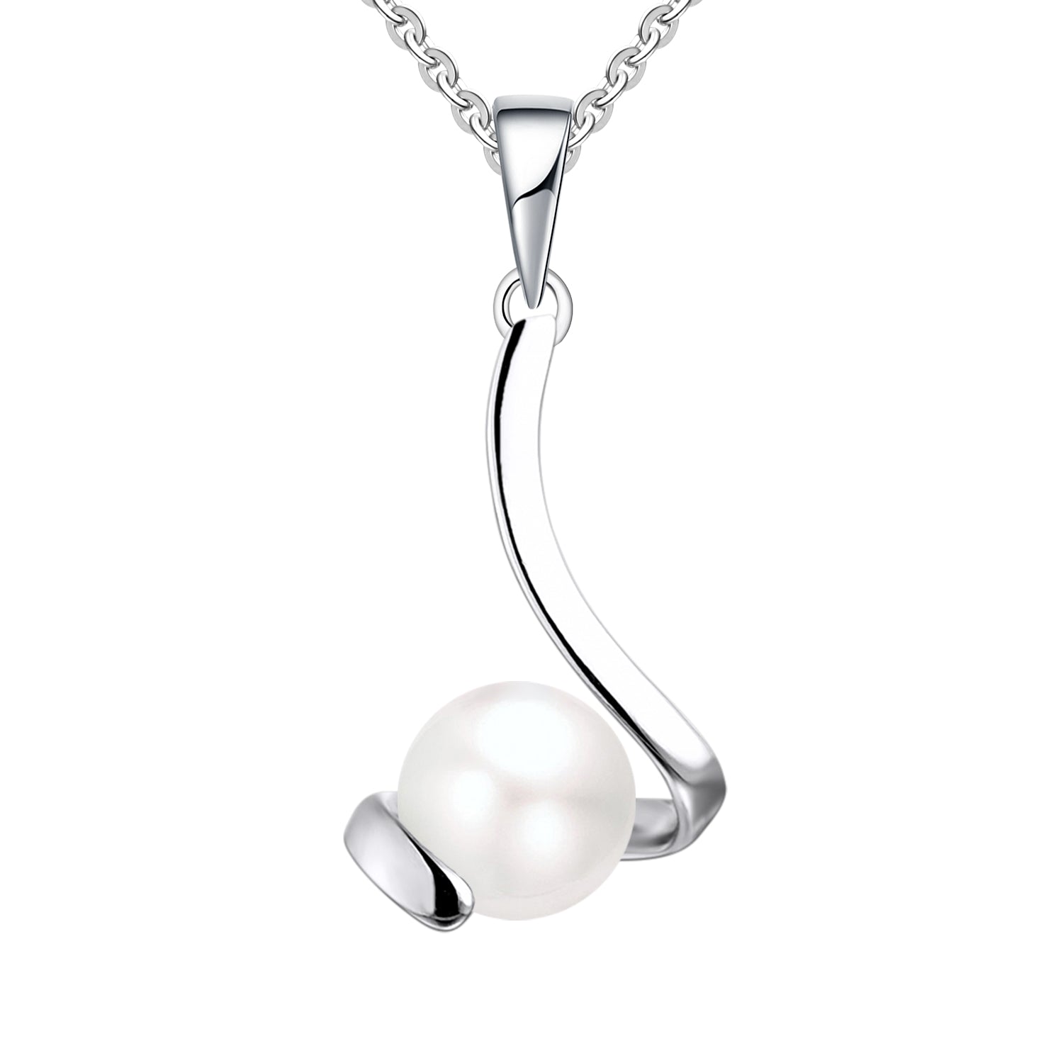 Farjary Pearl Jewellerey 925 Silver Medium Ribbon 7MM Freshwater Pearl Pendannt Necklace