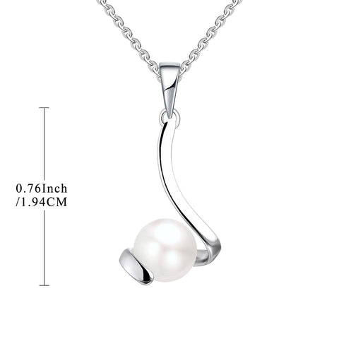 Farjary Pearl Jewellerey 925 Silver Medium Ribbon 7MM Freshwater Pearl Pendannt Necklace
