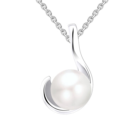 Farjary 7MM Pearl Jewellerey 925 Sterling Silver Shall Pearl Pendant Necklace