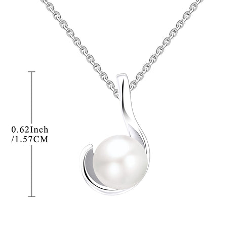 Farjary 7MM Pearl Jewellerey 925 Sterling Silver Shall Pearl Pendant Necklace