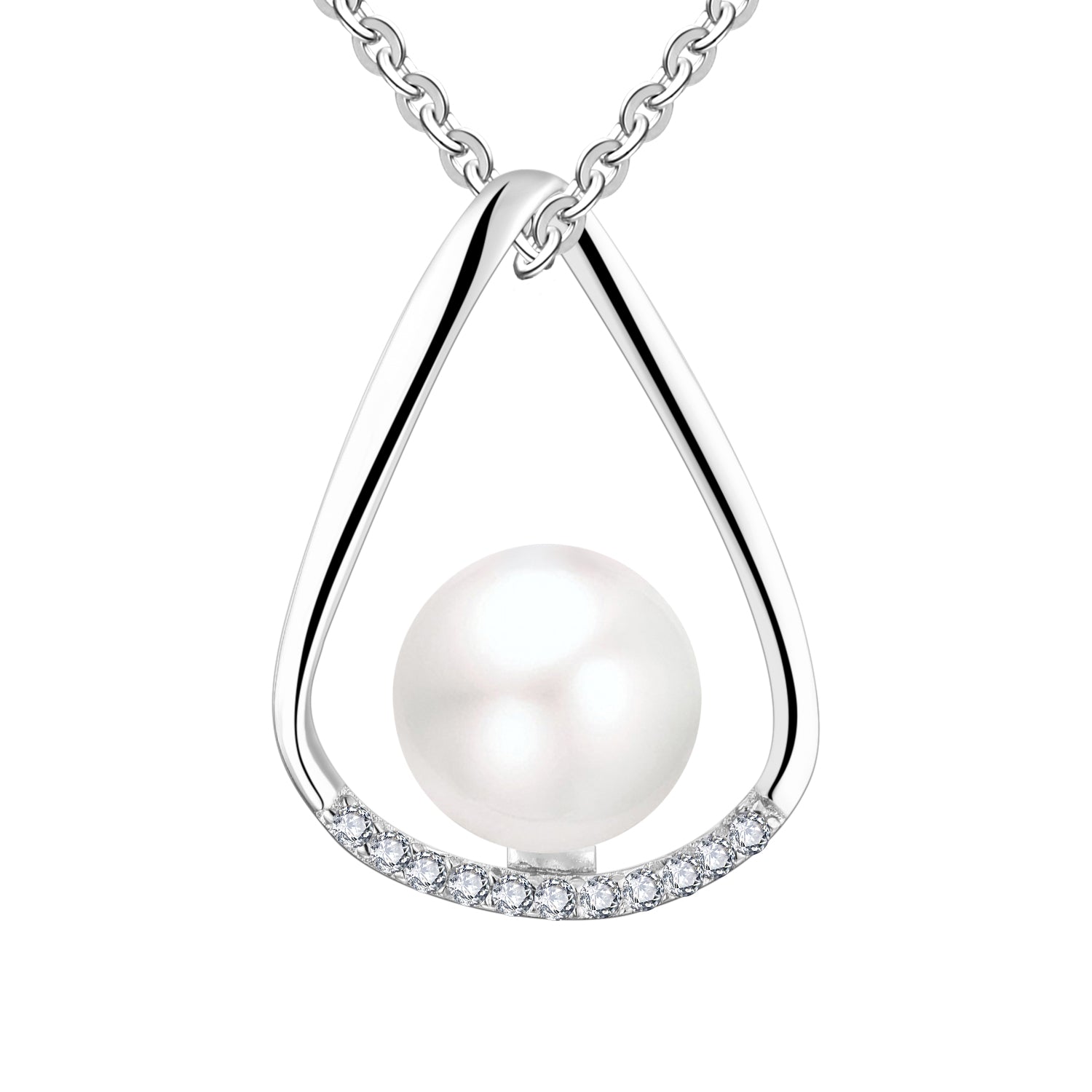 Farjary Solid 925 Silver 10MM Freshwater Pearl Teardrop Pendant