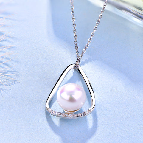 Farjary Solid 925 Silver 10MM Freshwater Pearl Teardrop Pendant