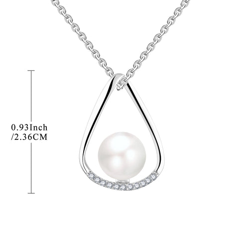 Farjary Solid 925 Silver 10MM Freshwater Pearl Teardrop Pendant