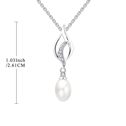 Farjary 925 Silver Medium Flame Shape Pendant With 5*7MM Freshwater Pearl