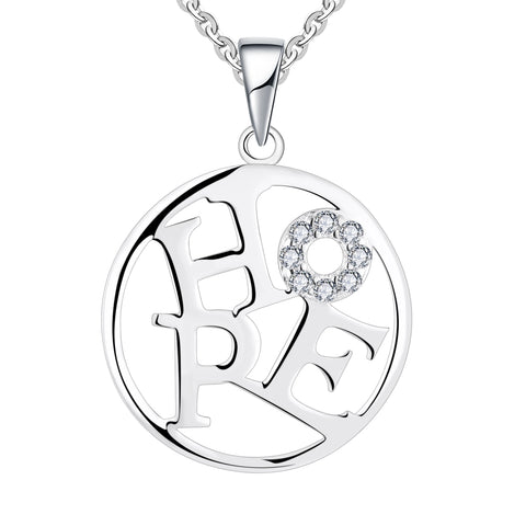 Farjary 925 Sterling Silver Round disc With HOPE Inside Pendant Necklace