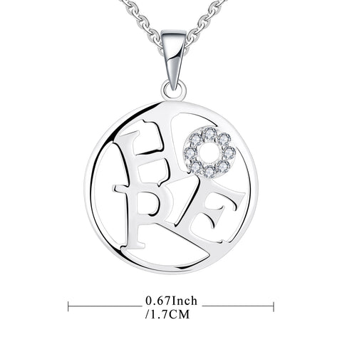 Farjary 925 Sterling Silver Round disc With HOPE Inside Pendant Necklace