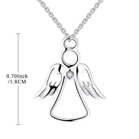 Farjary 925 Silver Metal Guardian Angel Pendant necklace Hold With A CZ