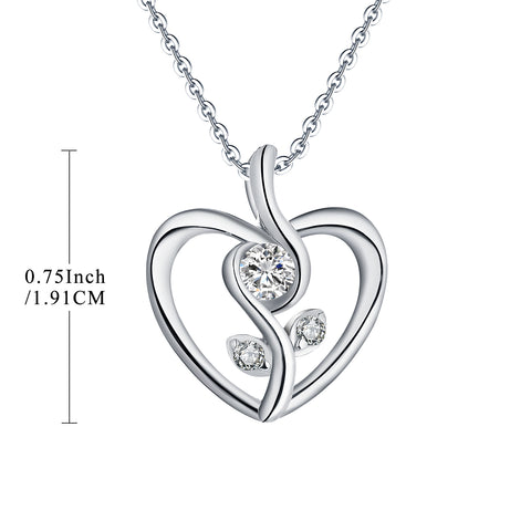 Sterling Silver Flower in Heart Necklace