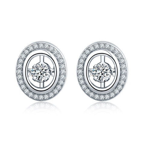 Dancing Silver Round Stud Earrings