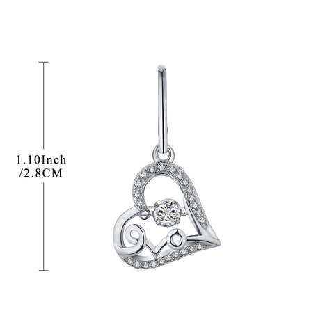 925 Silver Dancing Heart Drop Earring