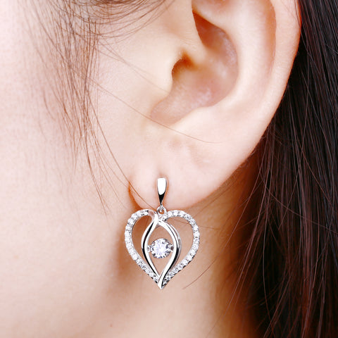 925 Silver Dancing Heart Around Stud Earrings