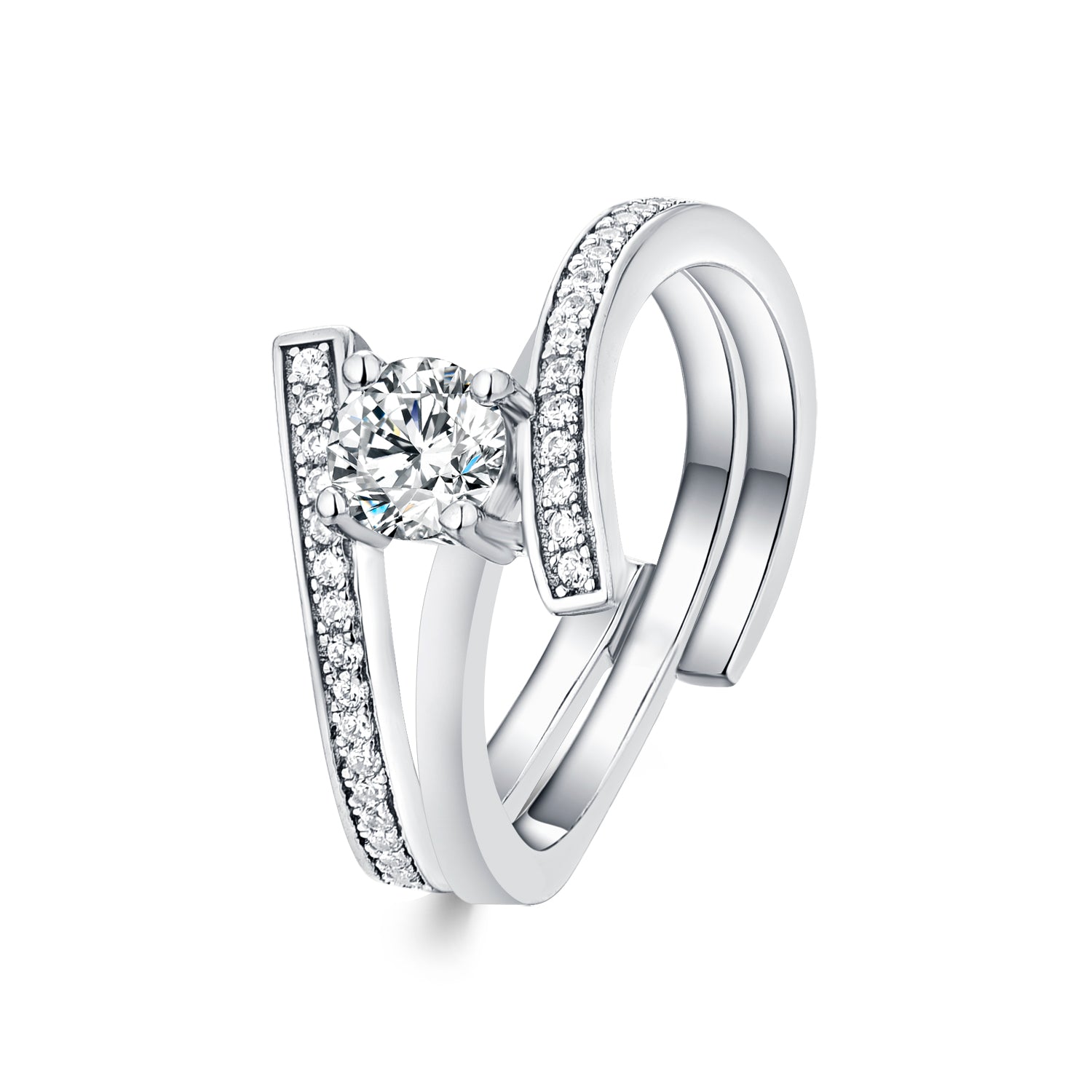 Sterling Silver Cubic Zirconia Bridal Set Ring